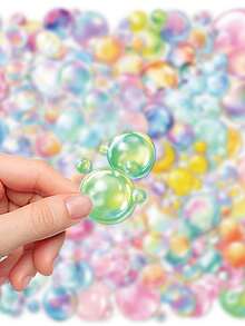 50PCS,Coloured Bubbles Mobile Phone Stickers,PET Material,Creative And Aesthetic Design Transparent Sticker,Suitable For Mobile Phone Cases, Tablets, Laptops, Suitcases, Cars, Notebooks, Handwritten Diaries, Scrapbook Supplies - 50pcs - View 9
