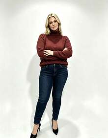 Steve Store Women's Knitwear Turtleneck Sweater Plus Size Elastane Long Sleeve Basic Winter Blouse Elegant Fashion - cobre escuro - 查看 4