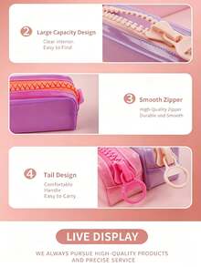 1PC/4pcsBack To School Macaron Clear PVC Pencil Case, Candy Color Portable Zipper Stationery Bag Transparent Pen Pouch For Girls Students Exam Daily Carry Stationery Pencil Case - Multiple Styles - View 6