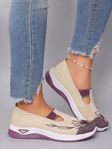 STEPREACH Zapatos deportivos casuales de mujer de primavera, zapatos planos de malla, ligeros, duraderos, transpirables, cómodos, mocasines sin cordones - Albaricoque - Ver 5