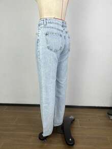 Casual Washed Straight Leg Denim Jeans - Light Wash - View 6