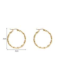 1 Pair Fashionable Twisted Texture Hoop Earrings, Minimalist Elegant Style, Suitable For Women's Daily Commute Wear - Gold - View 6