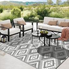 Outdoor Rug For Patios, Reversible Plastic Straw Camping Carpet, Large UV Resistant Area Garden Rugs Mats For RV, Picnic, Backyard, Deck, Balcony, Porch, Beach - A - View 7