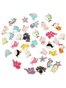 10/20/100pcs Ocean Creature Seahorse Octopus Charm Accessories DIY Alloy Pendant Cross-Border Hot-Selling Phone Chain Keychain Pendant - Random 20pcs - View 3