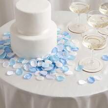 Light Blue And White Mixed Fabric Artificial Rose Petals, Reusable Wedding Aisle Proposal Party Decoration Confetti - Sky Blue Mixed Color - View 3