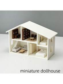 Miniature Dollhouse, Mini Model House Frame, Fun Decoratable Tiny Room (Decorations Not Included) DIY Garden Decoration - A - View 8
