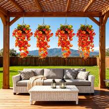 1/2pcs Artificial Hibiscus Flowers, Autumn New Wedding Decor, Wall Hanging, Home Decor, Thanksgiving Decor, Indoor Decoration - Orange-red - View 10