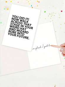 1pc Humorous Graduation Card With Envelope - "You Did It! Funny Hat And Gown" Perfect Graduation Gift For Male And Female Graduates, Suitable For High School And College Graduates, Blank Inside - Multicolor - View 3
