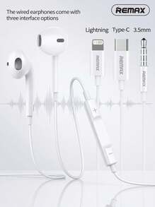 REMAX Type-C/3.5mm/Lightning In-Ear Headphones | Noise-Isolating, Stereo, Volume Control, Compatible With Apple And Android Phones/Tablets, Wired Headphones For Mobile And PC, Digital Decoding Headphones - View 1
