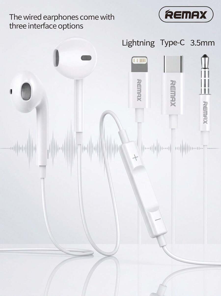 REMAX Type-C/3.5mm/Lightning In-Ear Headphones | Noise-Isolating, Stereo, Volume Control, Compatible With Apple And Android Phones/Tablets, Wired Headphones For Mobile And PC, Digital Decoding Headphones - View 1