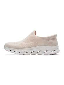 Skechers Women's GO WALK GLIDE-STEP 2.0 Slip-On Lightweight Minimalist Breathable Walking Shoes 125120-NTPK - Natural/Pink - View 4