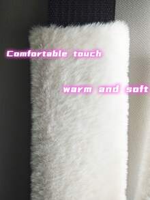 2pcs Plush Shoulder Pads, White/Pink/Black, Short Plush Shoulder Protectors, Soft, Anti-Chafing, Protective Covers, Winter Warm Car Accessories, Summer Soft & Breathable, Perfect Gift For Family And Friends~ - Multicolor - View 3