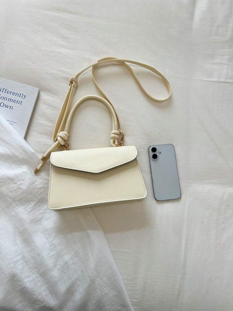 1pc White Solid Color PU Small Square Handbag For Women - White - View 3