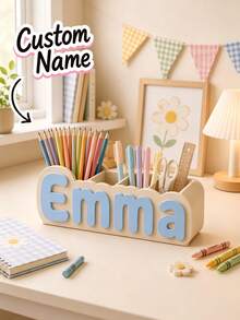 Personalized Pencil Holder, Customized Name Pencil Box, Customized Name Desktop Organizer, Macaron Color Stationery Storage, Unique Back To School Gift, New School Year Stationery Box, Personalized Name Printed Gift - Multicolor - View 7