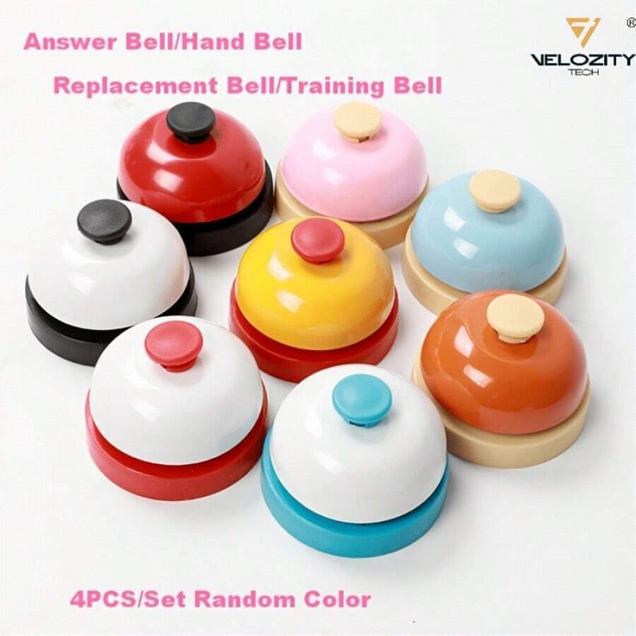 4 Random Color Hand Bells For Cat And Dog Training, No Battery Required, Suitable For Games And Resolving Household Disputes, Applicable For Home, Kitchen And Front Desk.