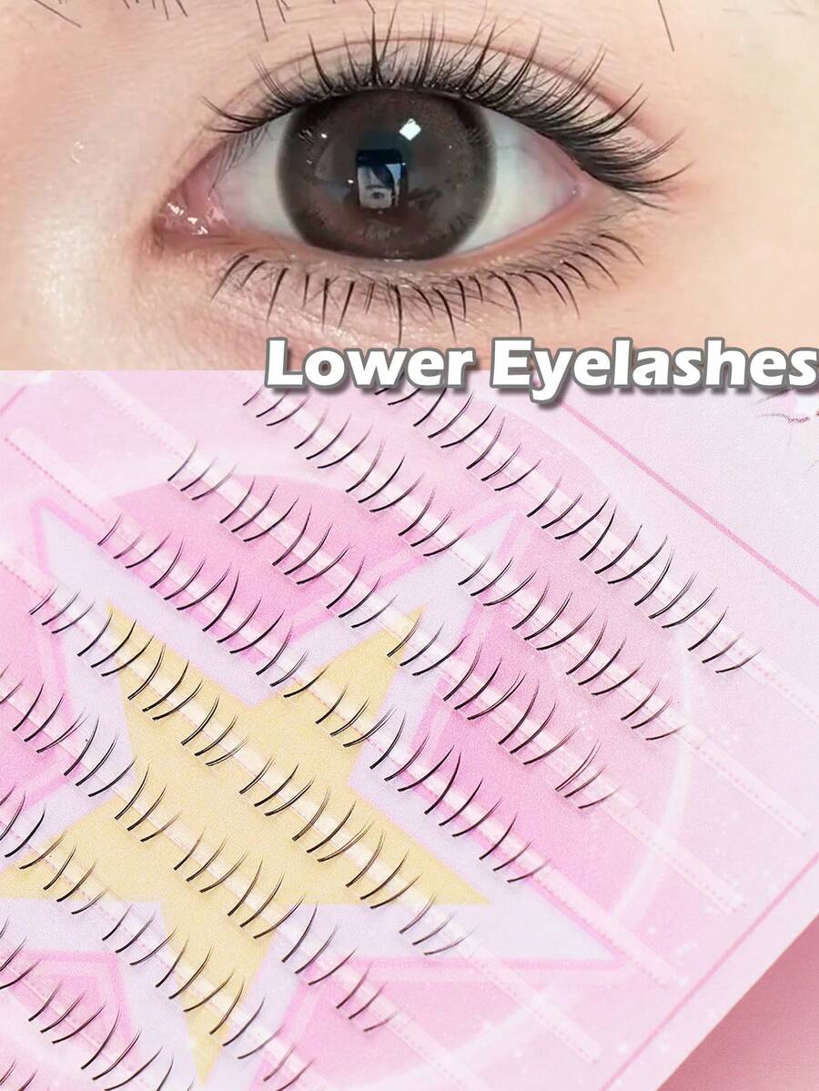 3-5MM 10 Rows 80 Clusters Beautiful Natural DIY Cartoon Fish Tail Fairy Eyelash Extensions With Ultra-Fine Stems And Feather Tails - C - View 1