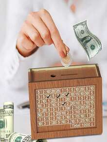 Wooden Cash Savings Jar With Counting Goal, Unisex, School Supplies, Back To School - Multicolor - View 8