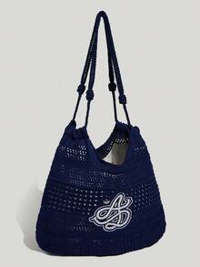 Adidas Originals Unisex Crochet Tote Shoulder Bag KX0538 - Navy Blue - View 2