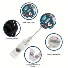 Healthcare Worker Badge Holder Set, Includes PVC ID Protector, Retractable Reel, Carabiner, Clear Window, And Buckle - Hospital Back-To-School Gift - A - View 3