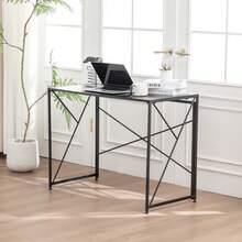 Natural Folding Desk - Perfect For Home Office - Black - View 6