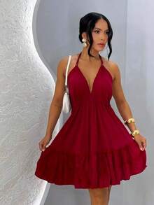 Short Dress Costs Nude - 紅色 - 查看 1