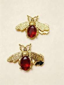 2pcs Shirt Button Set, Diamond Insect Pattern Diamond Cufflinks, Vintage Cufflinks, Clip-On Buttons, Suitable For Dresses, Weddings, Formal Wear Decoration, Clothing Accessories, Gifts And Christmas Party Decorations - Gold - View 11