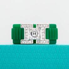 ANU JEWEL 5.5x5.5mm Moissanite Ring S925 Silver Moissanite Asscher Silicone Ring Suitable For Gift - Green - View 3