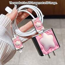 1 Set Leopard Lips Design Apple Data Cable Charger Protective Sleeve, Compatible With Apple 18-20W Charger, Anti-Breakage And Anti-Scratch Protective Case - Multicolor - View 5