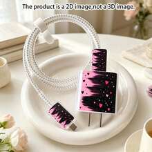 1 Set Funda Protectora para Cable de Datos Apple con Diseño de Labios de Leopardo, Compatible con Cargador Apple 18-20W, Funda Protectora Anti-Rotura y Anti-Rayones - Multicolor - Ver 9