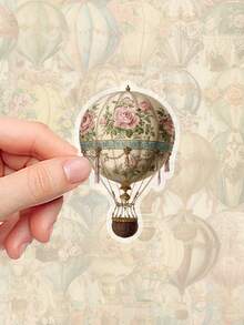 SCXXBSW 50pcs Vintage Hot-Air Balloon Stickers – Transparent PET Decorative Stickers For Tablets, Self-Adhesive, Suitable For Diaries, Accessories, Books And Other Irregularly Shaped Items. Perfect For Parties, Gifts, Rewards And Festive Presents. - A - View 5