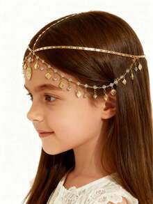 Girls' Luxury Head Chain, Fashion Bohemian Hair Accessory, Gold Hair Crown Headpiece Jewelry, Suitable For Back To School Season - Multicolor - View 3