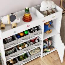 Estantería para juguetes, estante con 9 cajas de almacenamiento, organizador de juguetes, amplio espacio de almacenamiento, librería - Blanco - Ver 3