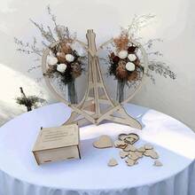 Romantic Wooden & Acrylic Heart Guestbook Box – 60 Or 80 Mix-And-Match Hearts For Weddings, Housewarmings, And Celebrations | Handcrafted Design, No Power Required | Elegant Message Display With Natural Wood Grain & Clear Acrylic Accents | Compact, L - 80pcs/box - View 3