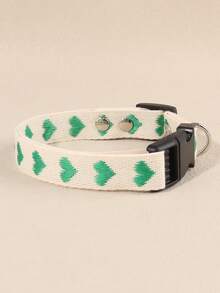 輕量柔軟寵物項圈，心形提花設計，適合小型貓狗，居家或戶外使用（不適合大型犬） - 綠色 - 查看 10