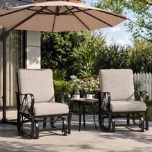 Techigher Set Of 2 Garden Swing Glider Chairs With Cushions, Weatherproof Metal Outdoor Rocking Chairs, Patio Armchair Set For Lawn, Deck & Balcony - Multicolor - View 10