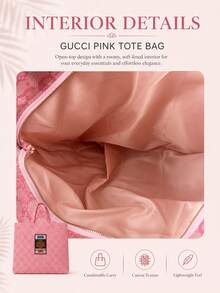 Gucci Pink Tote Bag 38*59cm, Canvas Fabric, Durable And Practical, Large Capacity For Commuting And Travel, Exquisite And Versatile Gift Box - Pink - View 8