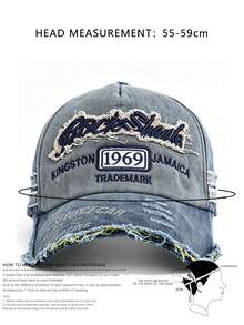 1 pieza Gorra de béisbol casual unisex vintage desgastada lavada y rasgada, adecuada para uso diario - Gris azul A - Ver 3