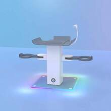 iplay Compatible With Quest2/3/3S VR Charging Storage Stand, Vertical All-In-One Headset And Controller Synchronized Charging Base, Bottom Colorful RGB Ambient Light Anti-Slip Desktop Display Storage Rack - View 4
