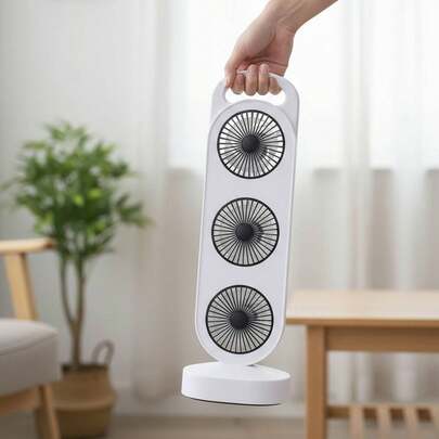 Interior Set van 4 oplaadbare USB-ventilatoren voor binnen, 3W, 1200mAh batterij, 3 snelheden, draagbare ventilatoren voor bureau, kantoor, thuis en op reis, wit