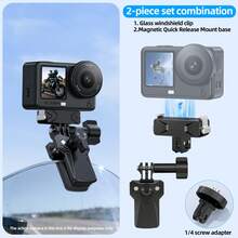 通用鋁合金摩托車擋風玻璃支架,適用 Osmo Action 6/5/4/3 與 Osmo Nano,含磁吸轉接快拆板,Action 5 Pro 相機擴充配件安裝套件 - 查看 10