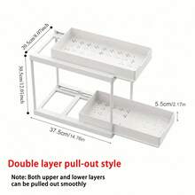 1pc Double-Layer Under Sink Storage Rack, Pull-Out Sliding Organizer, PP Material, Space-Saving Design, Embedded Cabinet Sink Organizer, Suitable For Kitchen And Bathroom Countertop Storage, Multi-Functional Home Storage Rack - Multicolor - View 17
