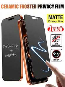 1pc Matte Privacy Screen Protector For IPhone 17 Pro Max (6.9 Inch), Made Of TPU Soft Film Material (Not Tempered Glass, Not Ceramic), Anti-Drop And Shock-Resistant, Only Front Side Displays Screen Content, Compatible With Phone Cases. - Black - View 2