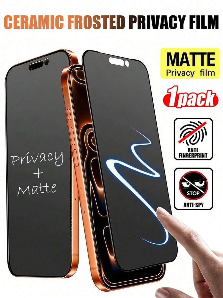 1pc Matte Privacy Screen Protector For IPhone 17 Pro Max (6.9 Inch), Made Of TPU Soft Film Material (Not Tempered Glass, Not Ceramic), Anti-Drop And Shock-Resistant, Only Front Side Displays Screen Content, Compatible With Phone Cases.