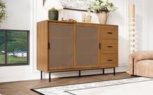 Sideboard Rustic Style With 2 Drawers And 3 Shelves - Natural - View 4