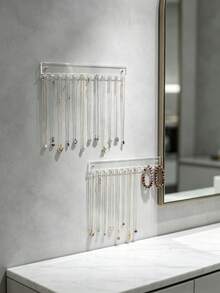 1pc Acrylic Jewelry Organizer Stand,Multifunctional Necklace Jewelry Display Holder,Jewelry Storage Rack For Necklaces, Earrings, Bracelets And Rings,For Bedroom, Bathroom, Vanity And Makeup Table,Space-Saving Room Decor,Jewelry Storage Oraganizer - Clear - View 8
