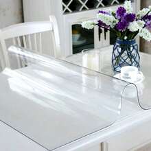 Clear Table Cover Protector,Clear Plastic Table Cover, Waterproof Dining Table Protector, PVC Vinyl Desk Mat Pad For Coffee, Dining, Dresser & Nightstand Tops - Transparent - View 7