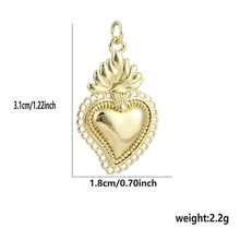 1pc Copper Asymmetrical Heart & Sun Pendant DIY Bracelet Necklace Anklet Charm, Niche Layering Accessory For Best Friends, Valentine's Day, Beach Vacation, Coworker Gift, Mother's Day - Multicolor - View 6