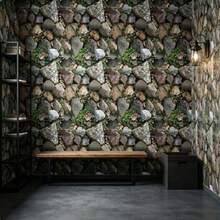 1 Roll Floral Stone Pattern Self-Adhesive Wallpaper, Home Decor Cabinet Table Chair Room Background Countertop Self-Adhesive Wallpaper Wall Sticker - Flowers - View 3