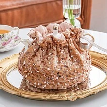 1pc Beaded Decor Teapot Cozy, Champagne Color - Multicolor - View 11