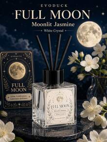 EVODUCK Full Moon Phase Crystal Reed Diffuser 50ml, Moonlight Jasmine Scented Essential Oil Diffuser, Built-In White Crystal, Comes With 4 Fiber Reeds, Aesthetic Moon Style Room Decor, Birthday Gift For Her, Suitable For Bedroom, Bathroom, Desk, Shelf, Small Spaces, Home Decor Gift - Mixed Fragrance - View 3